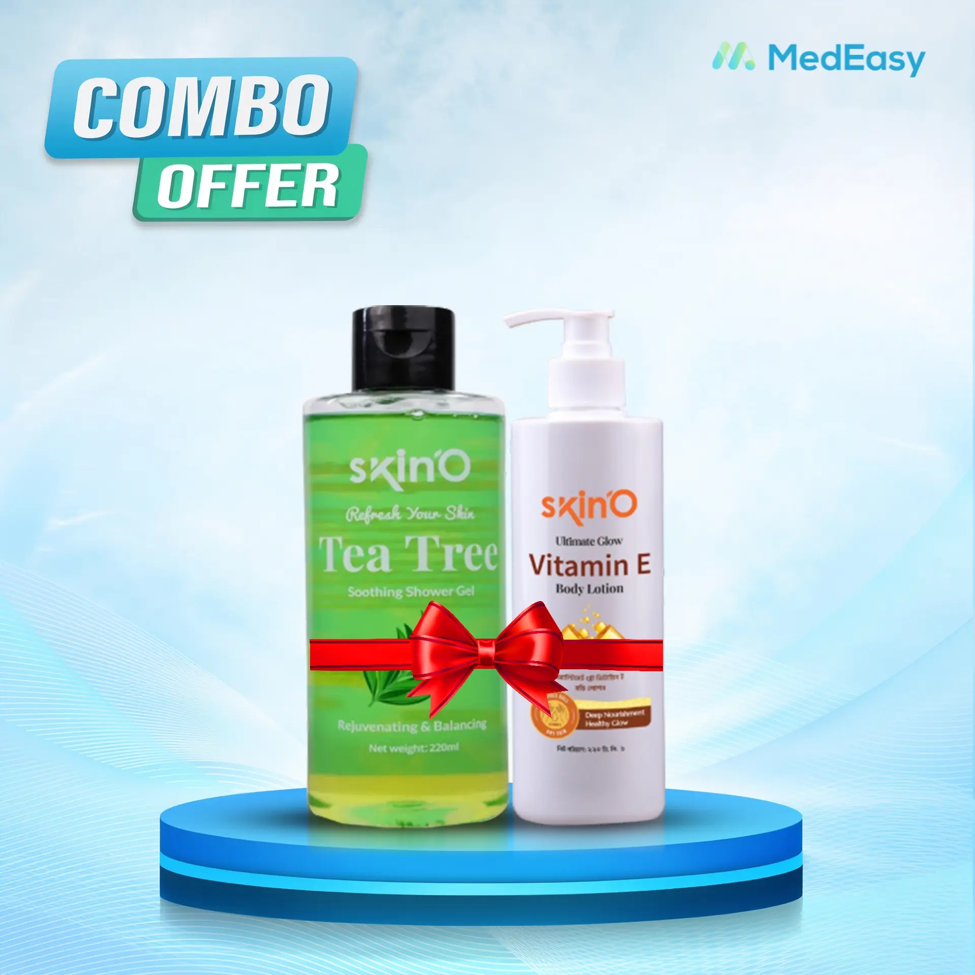 SkinO Ultimate Glow Vitamin E Body Lotion 220ml with Skino Tea Tree Shower Gel 220ml