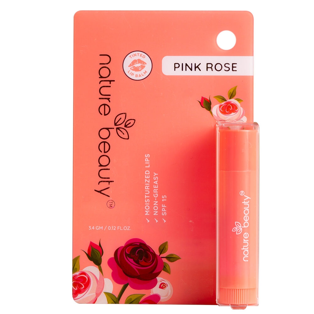 Nature Beauty Pink Rose Lip Balm for Moisturised Lips 3.4g