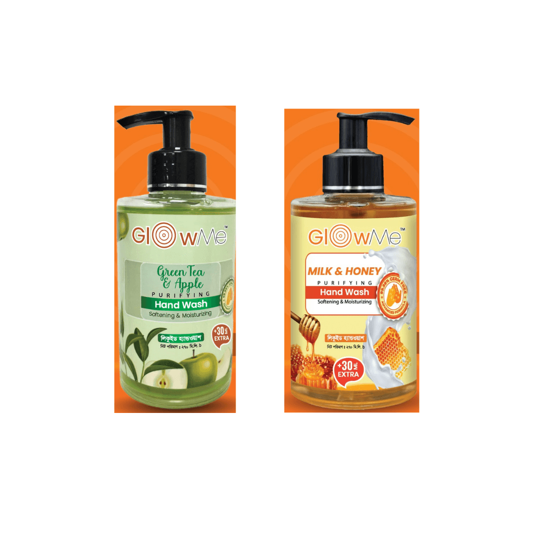 Glow Me Hand wash 300ml Buy 1 Get 1 Milk-Honey and Green Tea-Apple