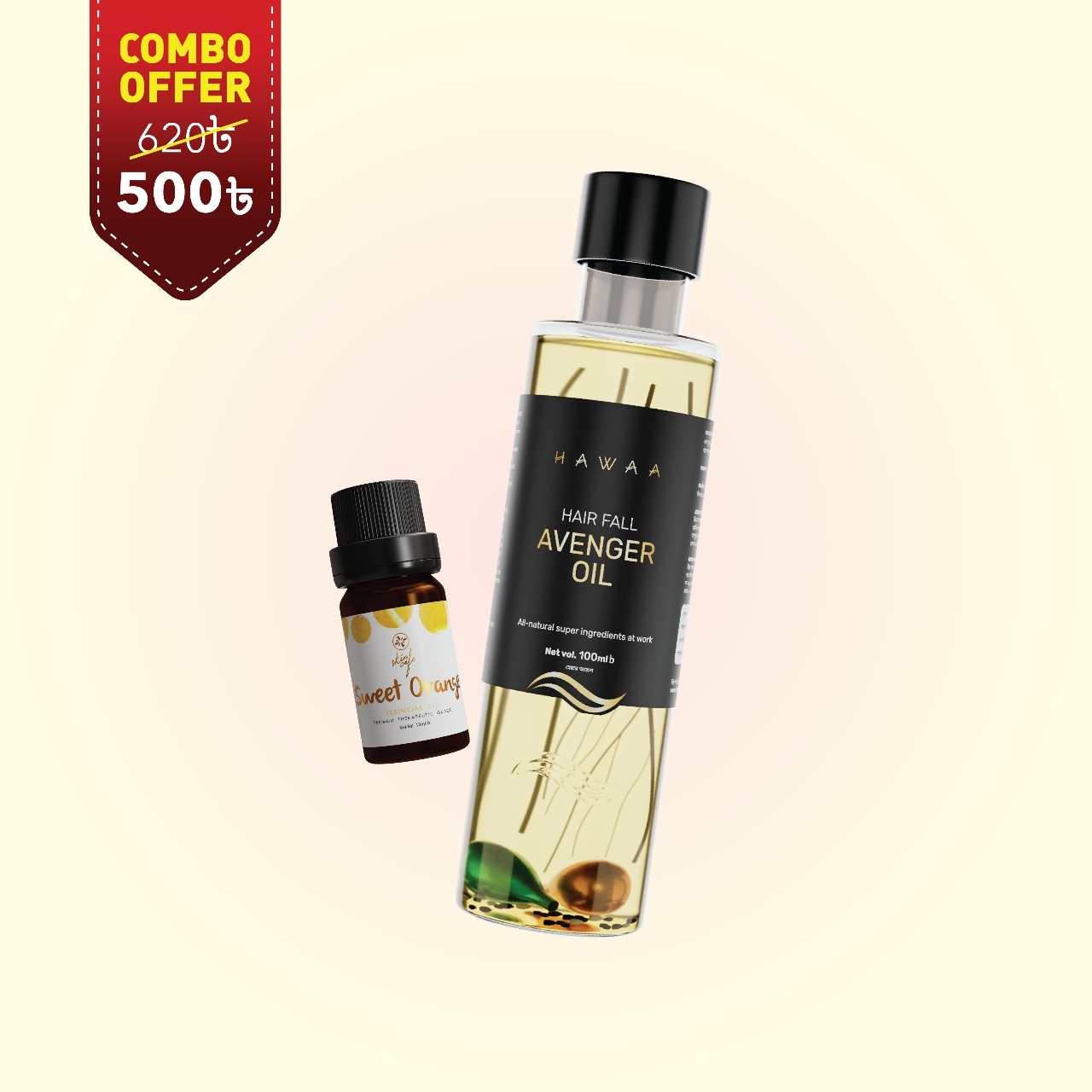 Skin Cafe Sweet Orange Essential Oil 10ml with Hawaa Hair Fall Avenger Oil